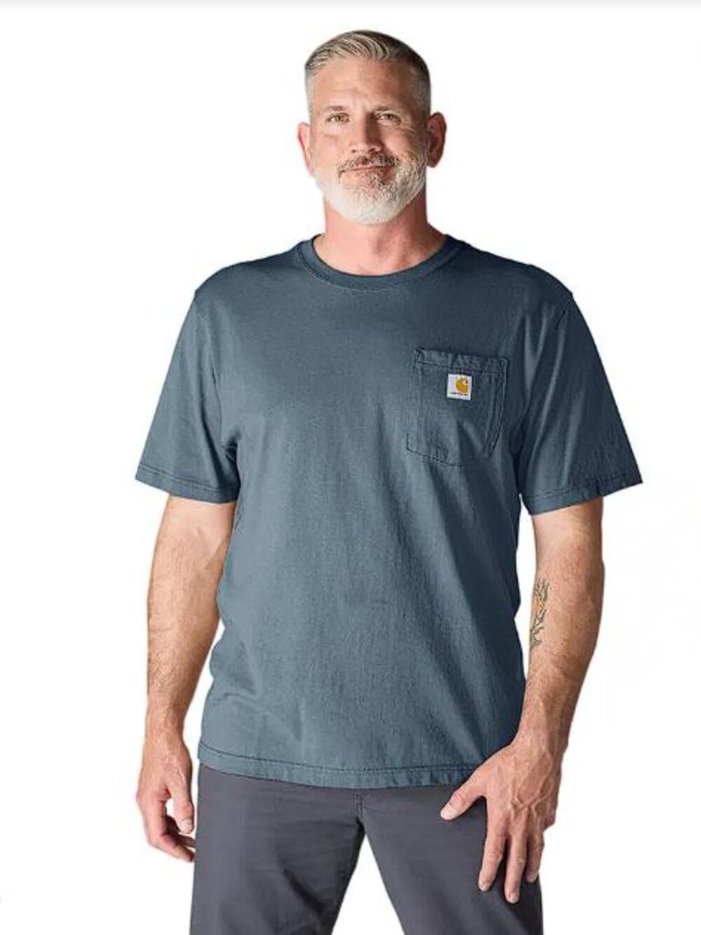 CARHARTT Men's Iconic K87 Pocket T-Shirt Size XL in Bluestone